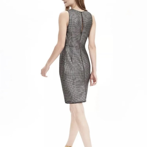 Banana Republic Metallic Tweed Sheath in Silver Gunmetal Gray Shimmer Dress 2P - Picture 3 of 8